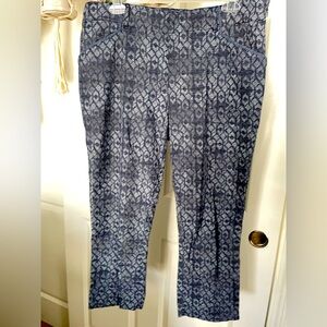 Anthropologie Textured Blue and Gray Fitted Ankle Pants Cartonnier Charlie